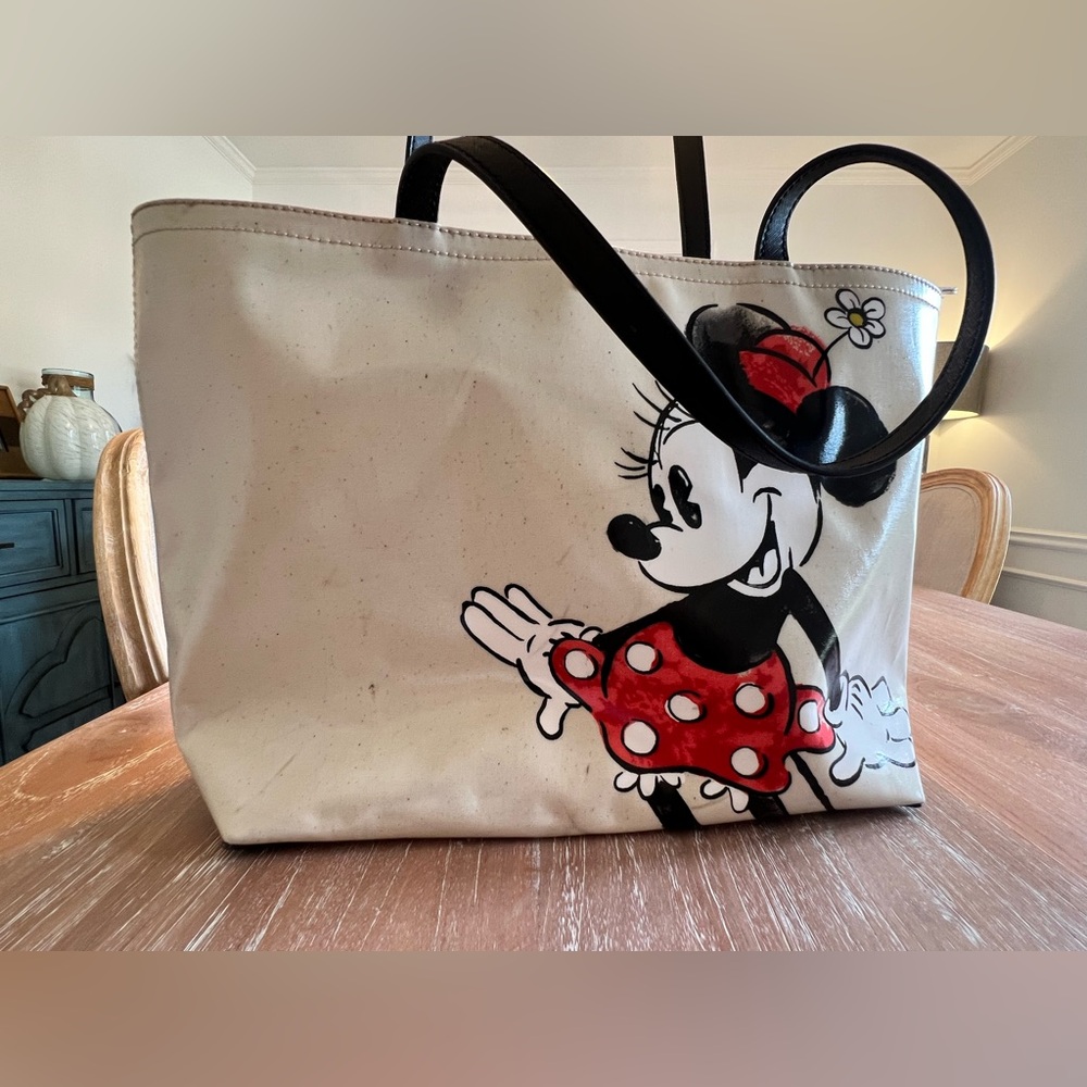 Disney Minnie Mouse Tote Bag - Cream and Red and matching zipper wallet